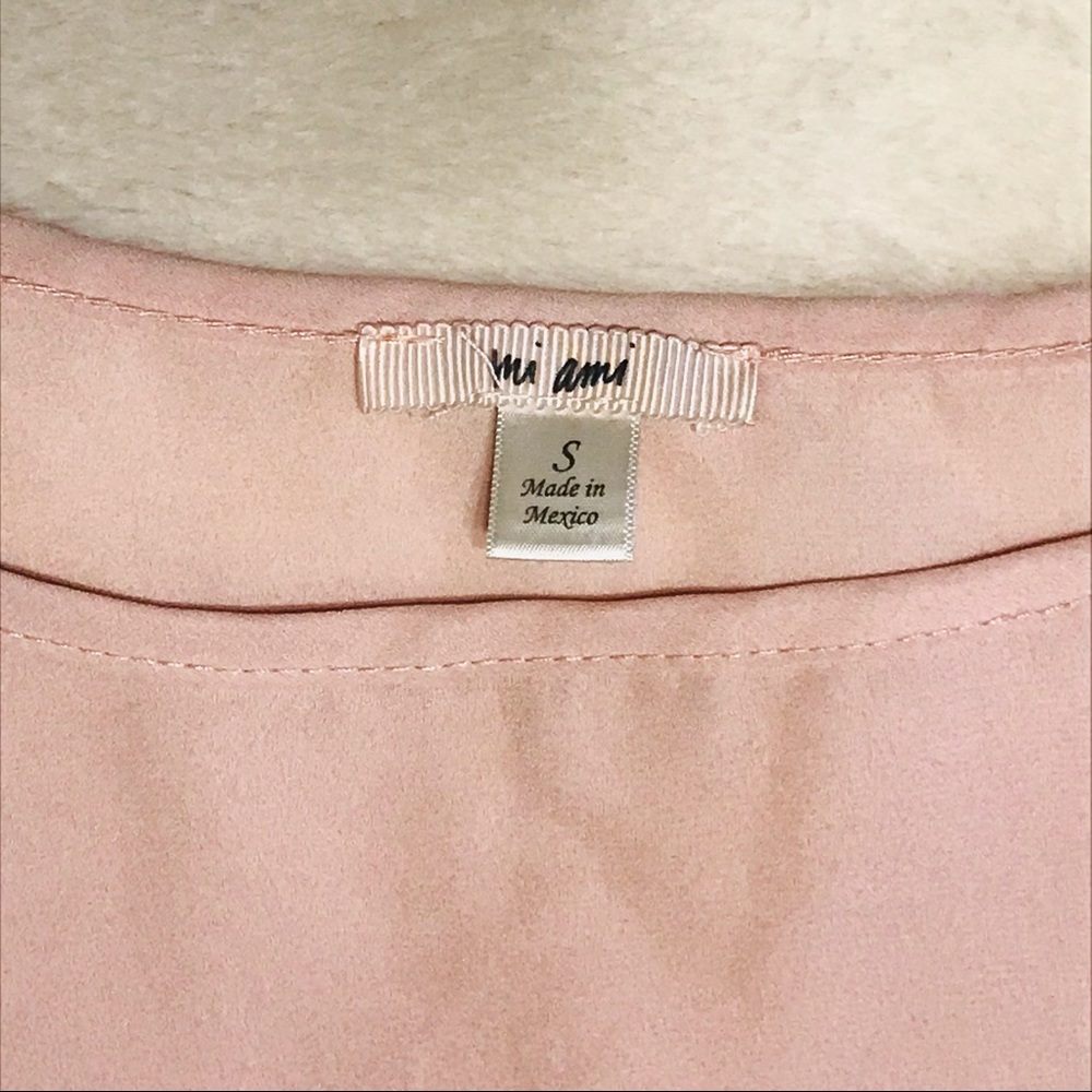 mi ami Pink Sheer Ruffled Cropped Blouse - Picture 3 of 8